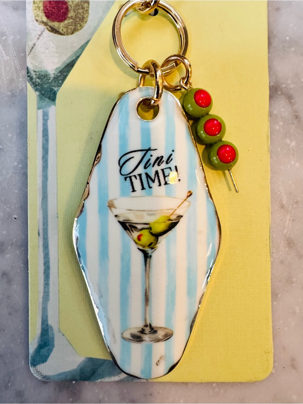 piper•k "Tini Time" Martini Bag Charm & Key Chain - Blue White - Picture 2 of 6